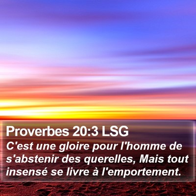 Proverbes 20:3 LSG Bible Verse Image