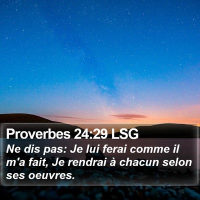 Proverbes 24:29 LSG Bible Verse Image