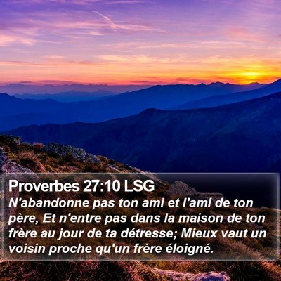 Proverbes 27:10 LSG Bible Verse Image