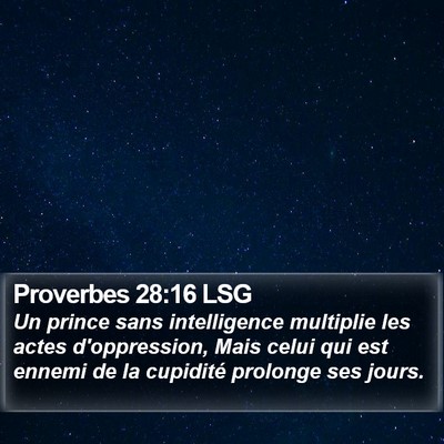 Proverbes 28:16 LSG Bible Verse Image