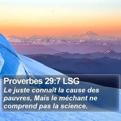 Proverbes 29:7 LSG Bible Verse Image