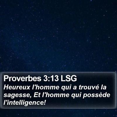 Proverbes 3:13 LSG Bible Verse Image