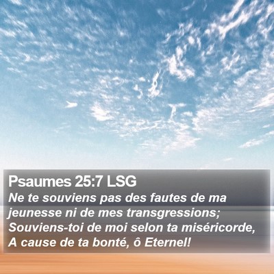 Psaumes 25:7 LSG Bible Verse Image