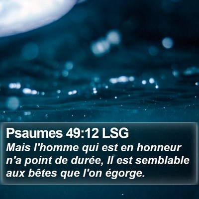 Psaumes 49:12 LSG Bible Verse Image