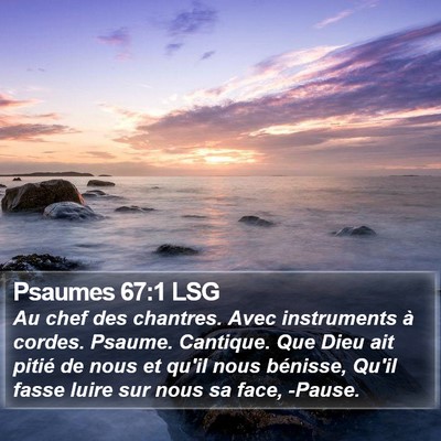 Psaumes 67:1 LSG Bible Verse Image