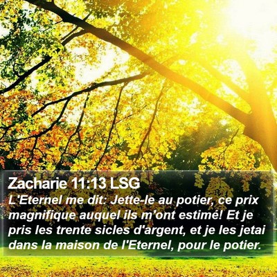 Zacharie 11:13 LSG Bible Verse Image