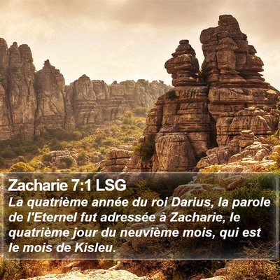 Zacharie 7:1 LSG Bible Verse Image