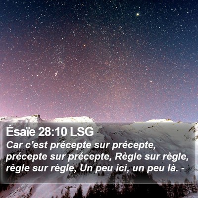 Ésaïe 28:10 LSG Bible Verse Image