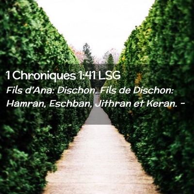 Picture 02 - 1 Chroniques 1:41 LSG - Fils d'Ana: Dischon. Fils de Dischon: Hamran, - Bible Verse Picture
