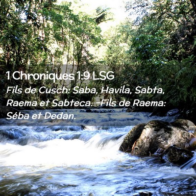 Picture 02 - 1 Chroniques 1:9 LSG - Fils de Cusch: Saba, Havila, Sabta, Raema et - Bible Verse Picture
