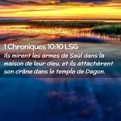 Picture 02 - 1 Chroniques 10:10 LSG - Ils mirent les armes de Saül dans la maison de - Bible Verse Picture