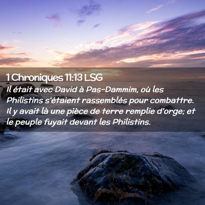 Picture 02 - 1 Chroniques 11:13 LSG - Il était avec David à Pas-Dammim, où les - Bible Verse Picture