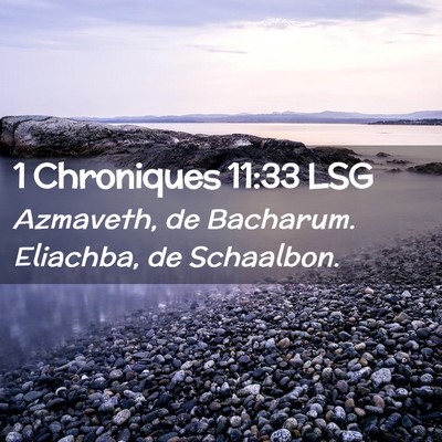 Picture 02 - 1 Chroniques 11:33 LSG - Azmaveth, de Bacharum. Eliachba, de - Bible Verse Picture