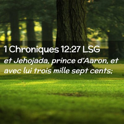Picture 02 - 1 Chroniques 12:27 LSG - et Jehojada, prince d'Aaron, et avec lui trois - Bible Verse Picture