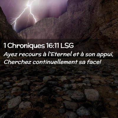 Picture 02 - 1 Chroniques 16:11 LSG - Ayez recours à l'Eternel et à son appui, - Bible Verse Picture