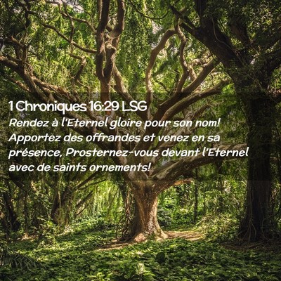 Picture 02 - 1 Chroniques 16:29 LSG - Rendez à l'Eternel gloire pour son nom! Apportez - Bible Verse Picture