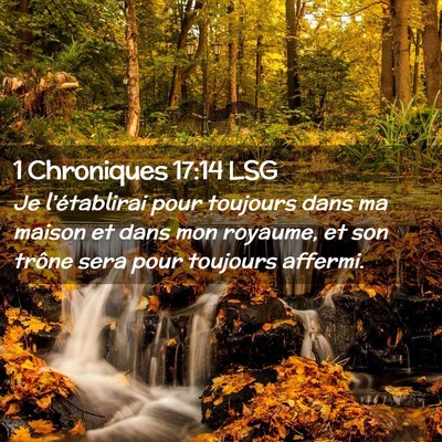 Picture 02 - 1 Chroniques 17:14 LSG - Je l'établirai pour toujours dans ma maison et - Bible Verse Picture