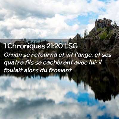 Picture 02 - 1 Chroniques 21:20 LSG - Ornan se retourna et vit l'ange, et ses quatre - Bible Verse Picture