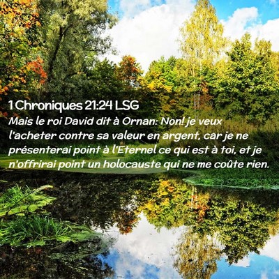 Picture 02 - 1 Chroniques 21:24 LSG - Mais le roi David dit à Ornan: Non! je veux - Bible Verse Picture