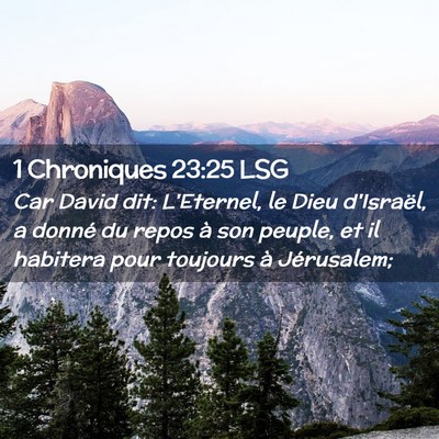 Picture 02 - 1 Chroniques 23:25 LSG - Car David dit: L'Eternel, le Dieu d'Israël, a - Bible Verse Picture