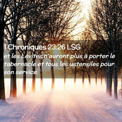 Picture 02 - 1 Chroniques 23:26 LSG - et les Lévites n'auront plus à porter le - Bible Verse Picture