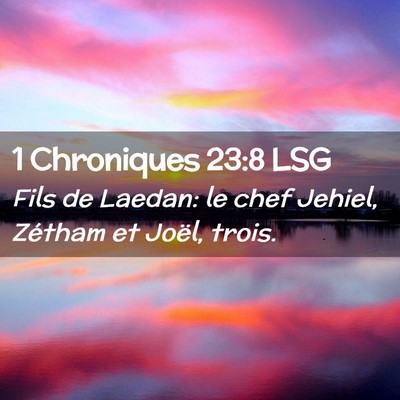 Picture 02 - 1 Chroniques 23:8 LSG - Fils de Laedan: le chef Jehiel, Zétham et Joël, - Bible Verse Picture