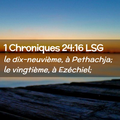 Picture 02 - 1 Chroniques 24:16 LSG - le dix-neuvième, à Pethachja; le vingtième, à - Bible Verse Picture