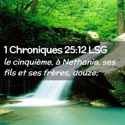 Picture 02 - 1 Chroniques 25:12 LSG - le cinquième, à Nethania, ses fils et ses - Bible Verse Picture