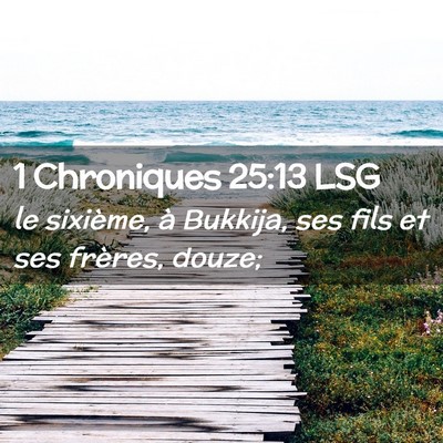 Picture 02 - 1 Chroniques 25:13 LSG - le sixième, à Bukkija, ses fils et ses frères, - Bible Verse Picture