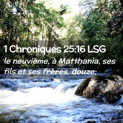 Picture 02 - 1 Chroniques 25:16 LSG - le neuvième, à Matthania, ses fils et ses - Bible Verse Picture