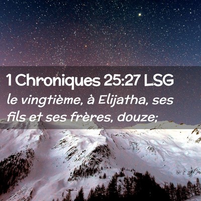 Picture 02 - 1 Chroniques 25:27 LSG - le vingtième, à Elijatha, ses fils et ses - Bible Verse Picture
