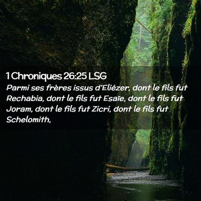 Picture 02 - 1 Chroniques 26:25 LSG - Parmi ses frères issus d'Eliézer, dont le fils - Bible Verse Picture