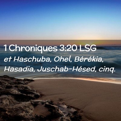 Picture 02 - 1 Chroniques 3:20 LSG - et Haschuba, Ohel, Bérékia, Hasadia, - Bible Verse Picture