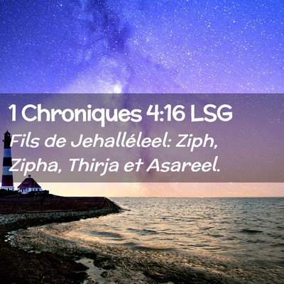 Picture 02 - 1 Chroniques 4:16 LSG - Fils de Jehalléleel: Ziph, Zipha, Thirja et - Bible Verse Picture