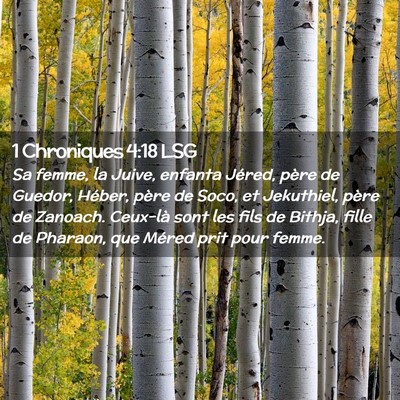 Picture 02 - 1 Chroniques 4:18 LSG - Sa femme, la Juive, enfanta Jéred, père de - Bible Verse Picture