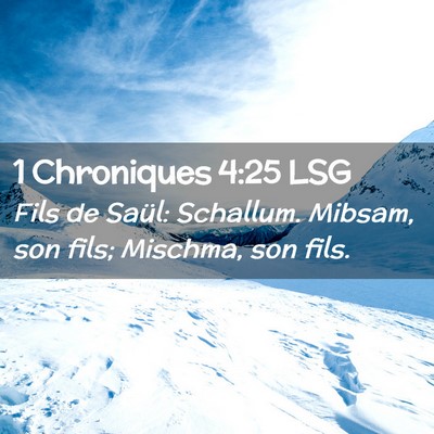 Picture 02 - 1 Chroniques 4:25 LSG - Fils de Saül: Schallum. Mibsam, son fils; - Bible Verse Picture