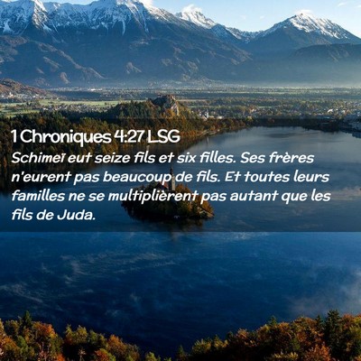 Picture 02 - 1 Chroniques 4:27 LSG - Schimeï eut seize fils et six filles. Ses - Bible Verse Picture