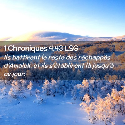 Picture 02 - 1 Chroniques 4:43 LSG - Ils battirent le reste des réchappés d'Amalek, - Bible Verse Picture
