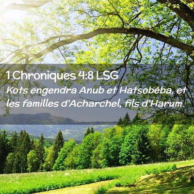Picture 02 - 1 Chroniques 4:8 LSG - Kots engendra Anub et Hatsobéba, et les familles - Bible Verse Picture