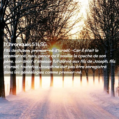Picture 02 - 1 Chroniques 5:1 LSG - Fils de Ruben, premier-né d'Israël. -Car il - Bible Verse Picture