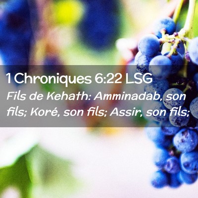Picture 02 - 1 Chroniques 6:22 LSG - Fils de Kehath: Amminadab, son fils; Koré, son - Bible Verse Picture