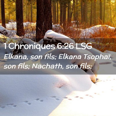 Picture 02 - 1 Chroniques 6:26 LSG - Elkana, son fils; Elkana Tsophaï, son fils; - Bible Verse Picture