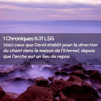 Picture 02 - 1 Chroniques 6:31 LSG - Voici ceux que David établit pour la direction - Bible Verse Picture