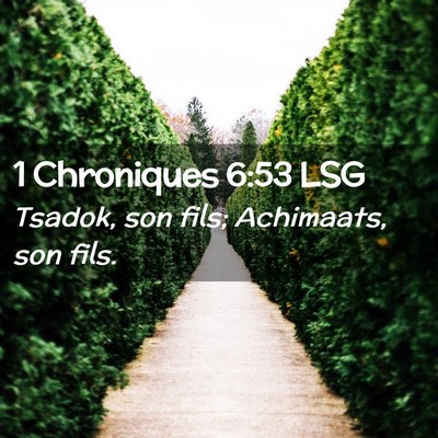 Picture 02 - 1 Chroniques 6:53 LSG - Tsadok, son fils; Achimaats, son - Bible Verse Picture