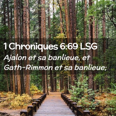 Picture 02 - 1 Chroniques 6:69 LSG - Ajalon et sa banlieue, et Gath-Rimmon et sa - Bible Verse Picture
