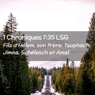 Picture 02 - 1 Chroniques 7:35 LSG - Fils d'Hélem, son frère: Tsophach, Jimna, - Bible Verse Picture