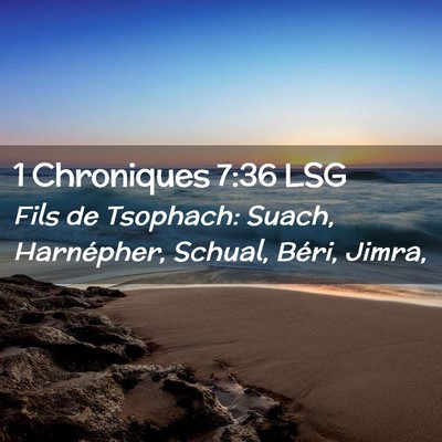 Picture 02 - 1 Chroniques 7:36 LSG - Fils de Tsophach: Suach, Harnépher, Schual, - Bible Verse Picture
