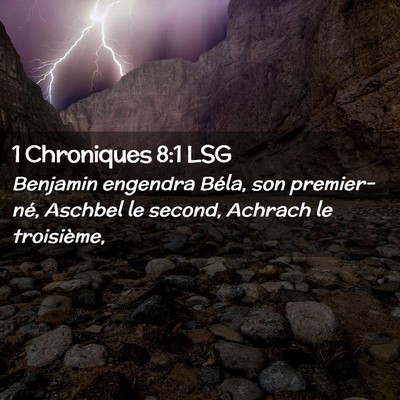 Picture 02 - 1 Chroniques 8:1 LSG - Benjamin engendra Béla, son premier-né, Aschbel - Bible Verse Picture
