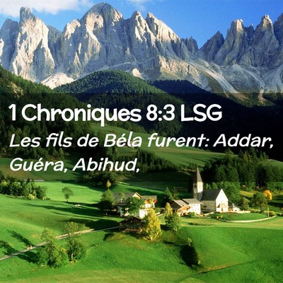 Picture 02 - 1 Chroniques 8:3 LSG - Les fils de Béla furent: Addar, Guéra, - Bible Verse Picture