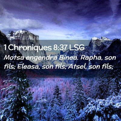 Picture 02 - 1 Chroniques 8:37 LSG - Motsa engendra Binea. Rapha, son fils; Eleasa, - Bible Verse Picture